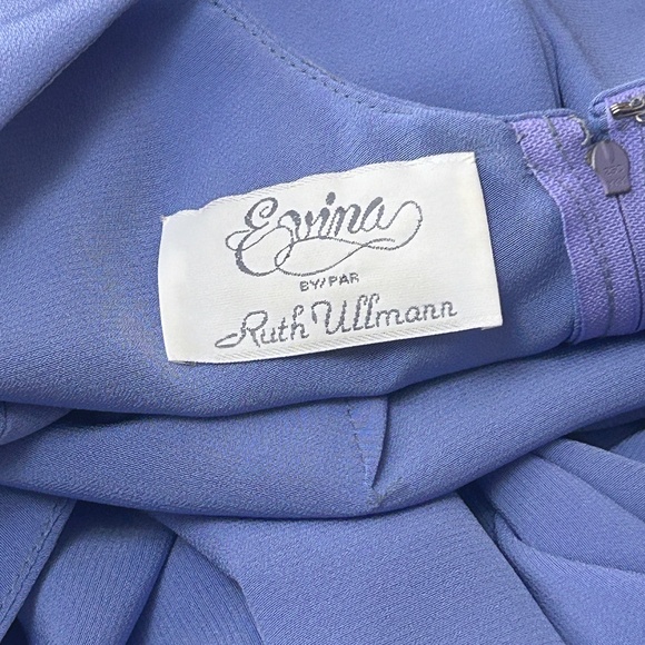 Evina Ruth Ullmann Dress Cowl back Lavender Beaded Vintage 80s Union Label ILGWU - Picture 12 of 16